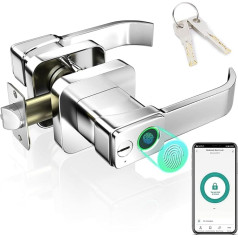 FITNATE Fingerprint Door Knob, Smart Biometric Door Lock Fingerprint Door Knob with App Control, User Management Management, Touch to Open Button for Bedroom, Home, Hotel, Office