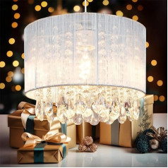 Depuley LED Crystal Hanging Lamp, Height-Adjustable Round Drop-Light, Modern Chandelier, LED Pendant Light, Crystal Chandelier, Max. 60 Watts (Bulb Not Included)