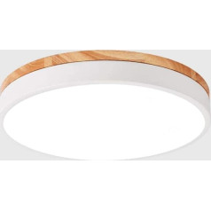 Modern LED Ceiling Light Dimmable with Remote Control, 24 W, White, Metal and Wood, Round Ceiling Lighting, Bathroom Lamp, Bedroom Lamp, Ceiling Light, Bedroom, Gallery, Toilet, Hallway, Balcony,