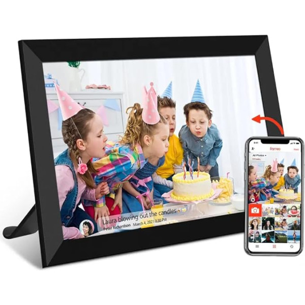 trendina Digital Picture Frame - 10.1 Inch Full IPS Screen Electronic Photo Frame WiFi Frameo (Black) - Gift for Mother's Day / Father's Day