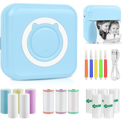 GuKKK Mini Printer, Mobile Photo Printer, Portable Mini Photo Printer, Wireless Photo Printer, Thermal Printer, Smartphone Bluetooth Printer, for Learning Aid, Learning Notes, Journal with 13 Rolls of