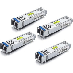 Pack of 4 1G SFP LX Singlemode Mini Gbic Module, 1000Base-LX LC Transceiver Compatible with Cisco GLC-LH-SMD, Meraki, Ubiquiti UniFi UF-SM-1G, Mikrotik, Netgear, D-Link, TP-Link, Zyxel, Open Switch