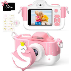 Kriogor Children's Camera, Digital Photo Camera Selfie and Video Camera with 16 MP/Dual Lens/2 Inch Screen/1080P HD/32G TF Card/9x Digital Zoom, Birthday Gift for Children (Goose)