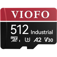 VIOFO 512GB MicroSD Card Industrial Grade U3 A2 V30 High Speed Memory Card with Adapter for Ultra HD 4K Video Recording for Dash Cam Action Camera Android Smartphones Tablets