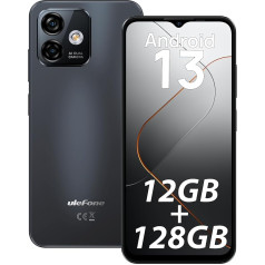 Ulefone Note 16 Pro Handy Ohne Vertrag, 12GB+128GB+256GB/SD Smartphone, 50MP+8MP Kamera Android 13 Handy, 6.52”HD+ 4G Dual SIM Handys, Octa Core, 4400mAh, Fingerabdruck/Face ID/WiFi 5G/GPS/OTG-Schwarz