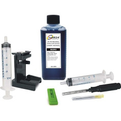 refill24 Refill Set: Refill Ink 250 ml Compatible with Printer Cartridges Canon PG-545 PG545 XL Black + Accessories + Instructions (English language not guaranteed), Refill Set with Printer Ink for Pixma iP MG MX TR
