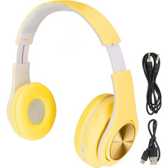 ciciglow Cat Ear PC Gaming Headset, Noise Reduction, Wireless Gaming Headphones, Luminous LED Light, Deep Bass, Foldable Headband Headphones with Soft Earmuffs (Yellow)