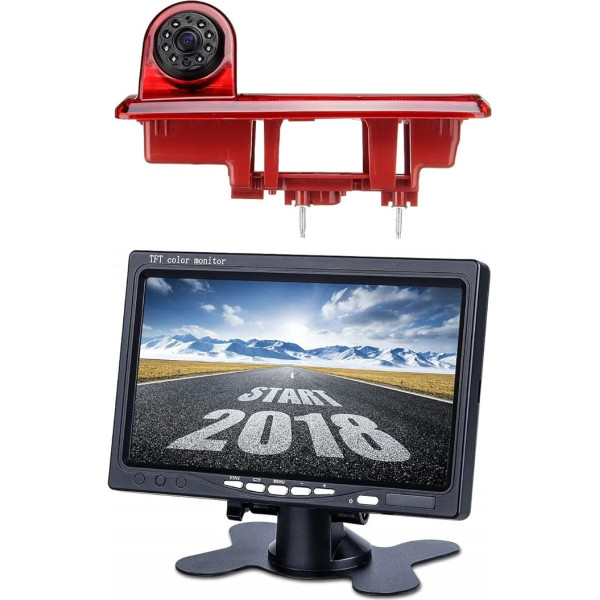 HD 720p Third Roof Brake Light Camera Brake Light Reversing Camera for NV300 Opel Vauxhall Vivaro B Trafic MK3 2015-2019 + 7.0 Inch DVD Monitor TFT Screen Truck Car LCD Display