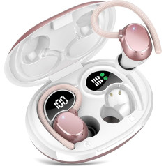 QXQ Bluetooth Headphones Sport, In-Ear Headphones Wireless Bluetooth 5.3, 60 Hours Playtime, with Charging Case, LED Display, IPX7 Waterproof Earphones, Comfort Fit, HiFi Stereo Earphones, Rose