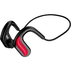 ESSONIO Bone Sound Headphones Bluetooth 5.0 Bone Sound Headphones, Wireless with Microphone for Sports Listening Cycling Running Gym (RED)