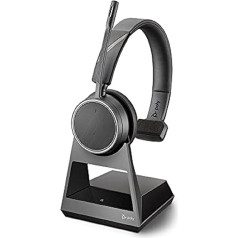 Plantronics Voyager 4210 Office Headset (Poly) - Mono Bluetooth Headphones with Overhead Microphone, Noise Cancelling & Charging Station - Connect to Mobile & Landline Phone - Teams, Zoom & More