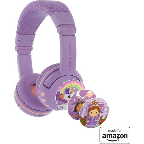 Brandneu und „Made for Amazon“: Bluetooth-Kinderkopfhörer BuddyPhones PlayTime mit Lautstärkebegrenzung (Alter: 3-7 Jahre), Violett