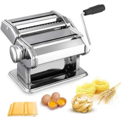 Pasta Maker Stainless Steel, Fresh Manual Pasta Roller Machine, Cutter with Clamp for Spaghetti, Noodles, Lasagne, Best Pasta Machine, Noodle Machine, Gift, Easy Cleaning and Use