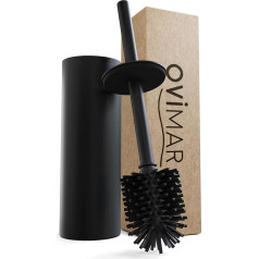 ovimar Ingoy Toilet Brush, Silicone Toilet Brush, Black, Stainless Steel with Lid, Freestanding for Bathroom and Guest Toilet, Toilet Brush with Interchangeable Brush Head, Stylish Design