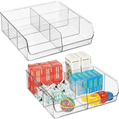 mDesign Set of 2 Open Drawer Organisers for Office and Craft Supplies - Practical Sorting Box with 6 Compartments - Storage Box for Drawers, Cupboards and Dressers - Clear