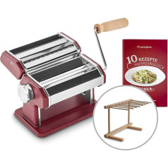 Nonna Manual Pasta Maker, Stainless Steel, Including Recipe Book (English Language Not Guaranteed), Pasta Dryer and 3 Cutting Attachments for Spaghetti, Lasagne and Tagliatelle