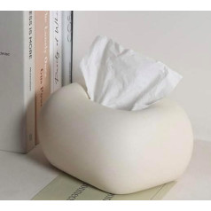 Baamur Ceramic Cosmetic Tissue Box, Tissue Box for Living Room, Bathroom and Hallway, Decorative Tissue Box Dispenser (Ivory White)
