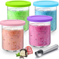 For 4 Pieces Ninja Creami Containers for NC501 NC500 Series 680ML 11-in-1 Ninja Ice Cream Maker, BPA-Free Ninja Creamy Deluxe, Dishwasher Safe, Ninja Ice Maker Accessories