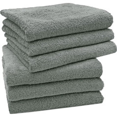 ZOLLNER Set of 6 hand towels in 50 x 100 cm – particularly soft and absorbent guest towels in light grey – with practical hanger – washable up to 95 °C – cotton – hotel quality