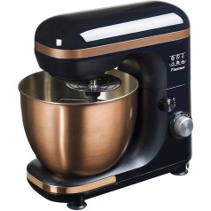 Bestron 4-in-1 Food Processor, 7 Speed Levels, Includes Whisk, Dough Hook and Mixing Arm, with Splash Guard & 2.5 Litre Mixing Bowl, 1000W, Colour: Copper