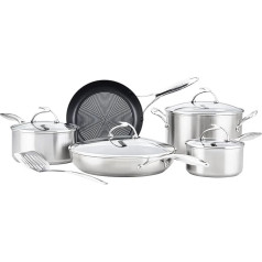 Circulon SteelShield Stainless Steel Induction 5-Piece Saucepan Set with Frying Pan, Sauté Pan & Bonus Spatula, Pot Set, Stainless Steel, Dishwasher Safe, Stay-Cool Handles and Glass Lid