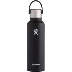 HYDRO FLASK - Water Bottle 621ml (21oz) - Vacuum-Insulated Stainless Steel Water Bottle - Sports Bottle with Stainless Steel Flex Cap - Thermal Flask Dishwasher Safe - Standard Opening - Black