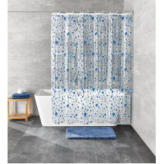 Kleine Wolke 180 x 200 cm Bubble Shower Curtain with a Marine Blue Bubble Design