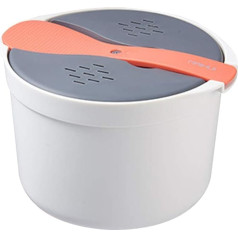 Microwave Rice Cooker, 2L, Multifunction Cooker, Steamer with Filter Cover, Steamed Rice Cooker, Quick and Easy Rice Cooking, 14.8 x 18.5 cm (Pink)