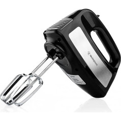 Westinghouse Hand Mixer WKHM42831, 300 W, 6 Speeds with Turbo Level, Ergonomic Handle, Includes Beater and Dough Hook, Dishwasher Safe Accessories, Ultra Quiet, Black