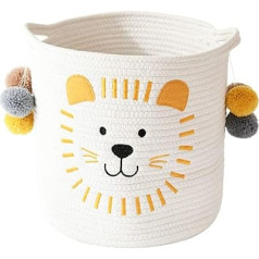 INough Cotton Rope Storage Baskets with Handles, Storage Basket for Babies Children Toy Basket Gifts Basket Nursery for Shelves Bathroom Bathroom Changing Table Organiser (Lion)