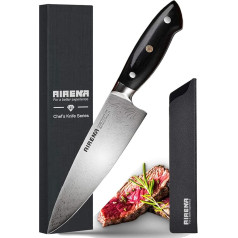 AIRENA Chef's Knife, Professional Kitchen Knife, 20 cm, German Thyssenkrupp Stainless Steel, Extra Sharp Knife Blade with Ergonomic Handle, Best for Home and Kitchen