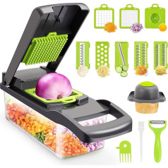 Célibstore - Vegetable Slicer Stainless Steel Kitchen Mobile Phone 12 in 1 Vegetable Cutter Mandolin Vegetable Slicer Vegetable Rasp Interchangeable Blades for Cutting Grating Fruit Vegetables Chips