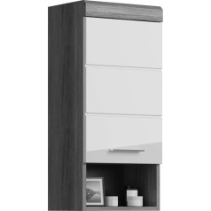 xonox.home X06B2721, wood material, front: white high-gloss deep-drawn front, body and trim smoke silver replica, 37 x 79 x 24 cm