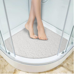 AMOMYDOG Corner Shower Mat, Non-Slip Shower Mat, Anti-Mould Anti-Bacterial, Loofah Bath Mat, Soft PVC Bath Mat, Bath Mat for Bath and Wet Rooms (53 x 53 cm, White)