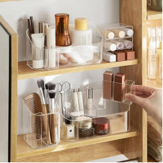ROWNYEON Small Makeup Organiser, Bathroom Cabinet, Cosmetic Storage, Clear Acrylic Skincare Organizer for Bathroom, Countertop, Makeup and Dressing Table Storage Basket