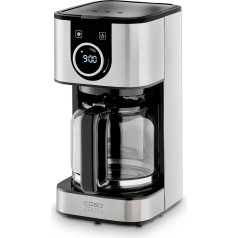 CASO Selection C 12 Coffee Machine with Stainless Steel Housing for up to 12 Cups of Coffee, Water Tank Approx. 1.5 Litres with Water Display, Temperature from 92 - 96 °C, with LED Clock and