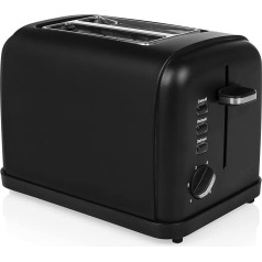 Princess Black Steel Toaster with Bun Attachment - 6 Adjustable Browning Levels, Defrost, Warm-up and Stop Function, 950 Watt, Crumb Tray, 142396