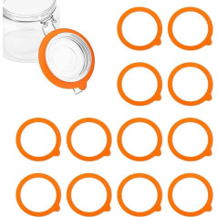 CORTNEY Pack of 12 Silicone Glass Seals Replacement, Rubber Rings for Preserving Jars, Leak-Proof Silicone Seals, Airtight Sealing Rings (9.4 cm Outer Diameter, 6.8 cm Inner Diameter)