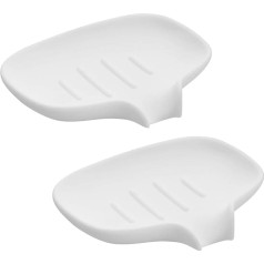 2 Pack Silicone Soap Dish, Soap Draining Tray, Soap Protector, Self-Draining Soap Holder, Soap Dish for Shower, Bathroom, Kitchen, Countertop - White