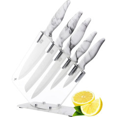 Taylor's Eye Witness 5 Piece Kitchen Knife Set Marble Effect Stainless Steel Knife and Block 9cm Peels 13cm All Purpose 20cm Bread and 20cm Chef's Knife