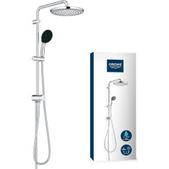 GROHE Vitalio 250 26680001 Shower System with Diverter Water-Saving 8 L/min (for Existing Fittings, 2 Jet Types, Shower Rail 74 cm), Round, Chrome,