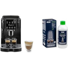 De'Longhi Magnifica Start ECAM222.20.B Fully Automatic Coffee Machine with Milk Frothing Nozzle for Cappuccino with Espresso Direct Dial and 2x Function, 13-Stage Cone Grinder, Black with DLSC 500