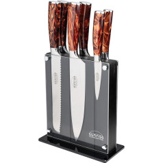 Rockingham Forge Sunrise Collection Amber Amber 7-Piece Knife Block with High-Quality X40Cr13 Stainless Steel Blade and Resin Handle, Brown, 6 Knives & 1 Knife Block