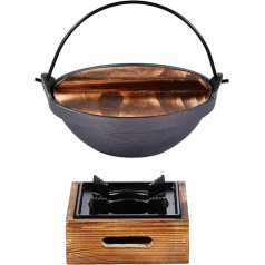 Happyyami Japanese Hot Pot Sukiyaki Pot Japanese Cast Iron Shabu Shabu Pot with Square Oven Kitchen Hub Pot Stove Pot