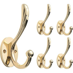 SARIHOSY Clothes Hanger Hooks Coat Hooks Wall Mounted Coat Hooks for Towels Bathroom Bedroom Kitchen Golden 5-Piece Set Towel Holder Towel Hooks for Back of Door