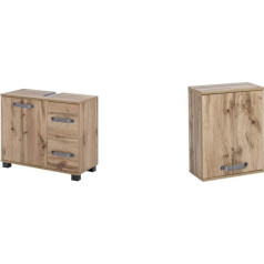 Schildmeyer Milan 134889 Vanity Unit, Oak Country House Decor, 65 x 32 x 59 cm & Milan Wall Cabinet 134884, Oak Country House Decor, 40.3 x 20 x 54.5 cm