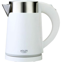 Adler Compact Stainless Steel Kettle 0.6 L Electric Mini Travel Kettle White Wireless and Quick Boiling Ideal for Camping and On the Go Intelligent Kettle for Elderly People