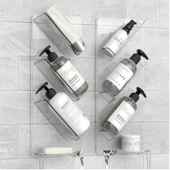 Cuukie Acrylic Shower Shelves Shampoo Holder Bathroom Organizer Clear Shelf Wall Mounted No Drilling and Rustproof