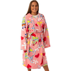 SPONGEBOB SQUAREPANTS Women's Pink Hooded Bathrobe, Immerse yourself in fun and comfort with the women's SpongeBob dressing gown, experience playful relaxation in style