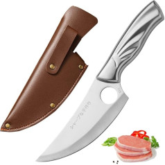 Fubinaty Japanese Chef's Knife SK5 High Carbon Steel Kitchen Chef's Knife Outdoor Camping Hunting Knife with Leather Sheath and Ergonomic Phoenix Tail Handle